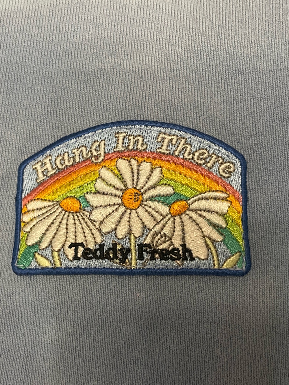 Teddy Fresh Pastel Blue Crewneck with Rainbow Logo Tag